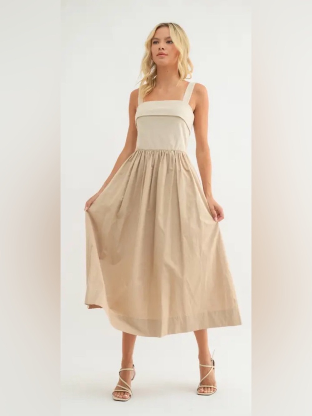 Wishlist Neutral Beige Sleeveless Maxi Dress